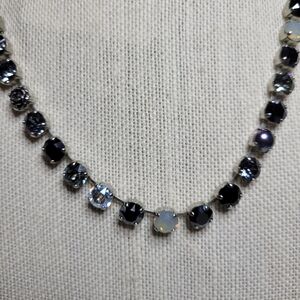 8mm Night Falls Opal Cup Chain Necklace made with Gray Opal Premium Crystals